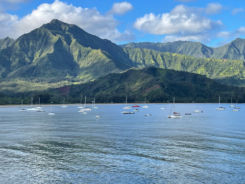 Kauai Stock Photo - Sailboats at Hanalei Bay