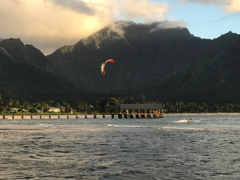 Kauai Stock Photo - Kite Surfer at Hanalei Bay